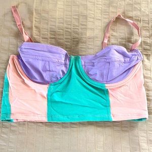 American Apparel, women’s multi colored, crop top.
